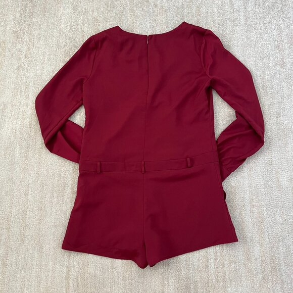 Forever 21 Long Sleeve Surplice Faux Wrap Shorts Romper S - Picture 4 of 10